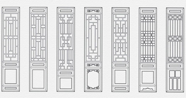 通榆常用中式仿古花窗图案隔断设计图